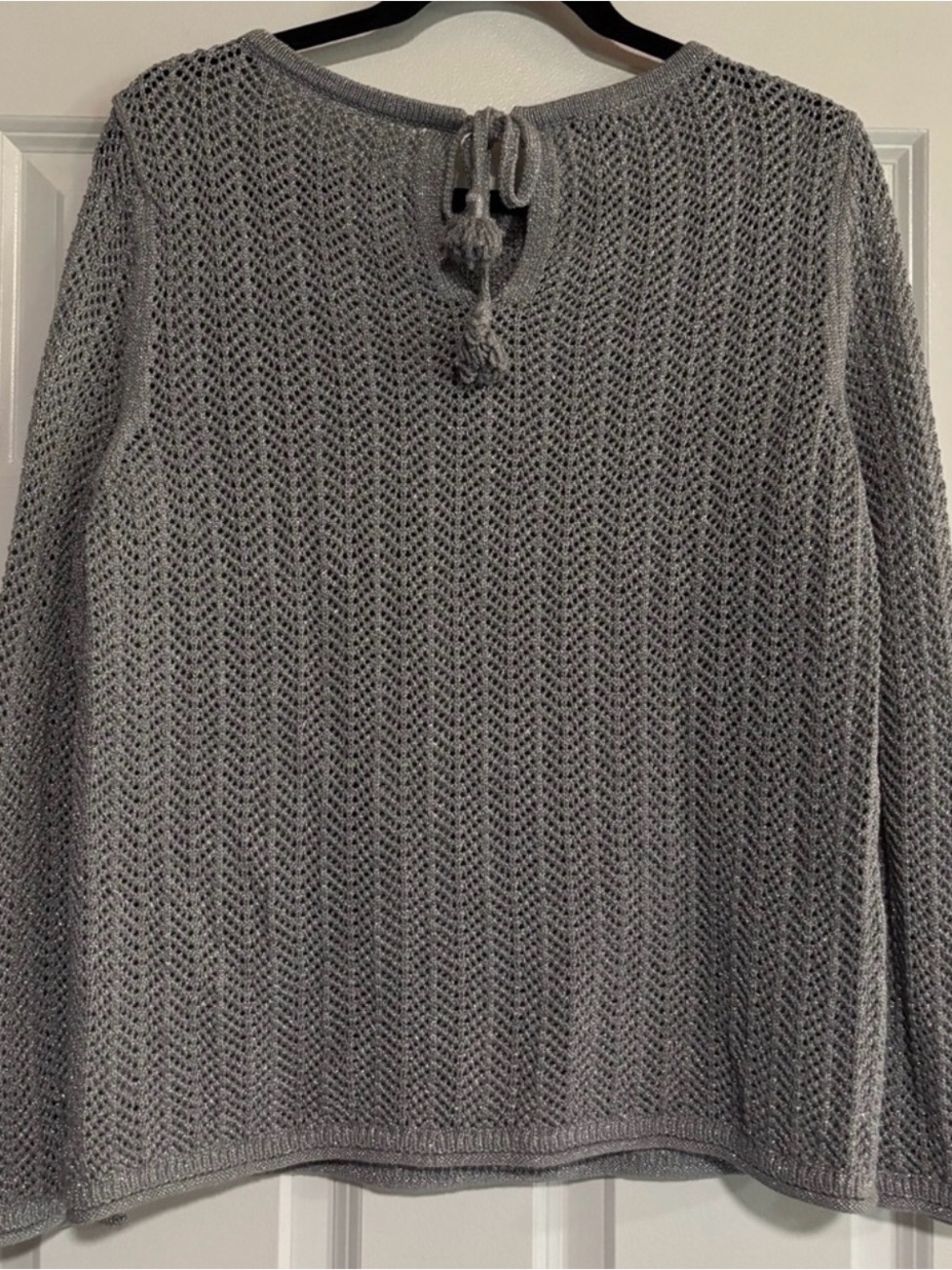 Talbots Gray Open-Weave Crewneck Sweater